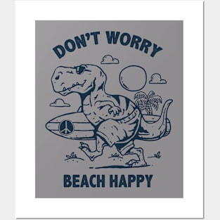 Beach Happy monochrome Posters and Art